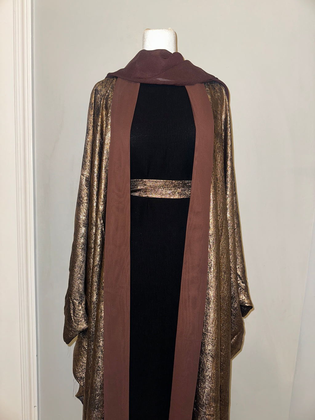 Brown Shimmer Abaya Set