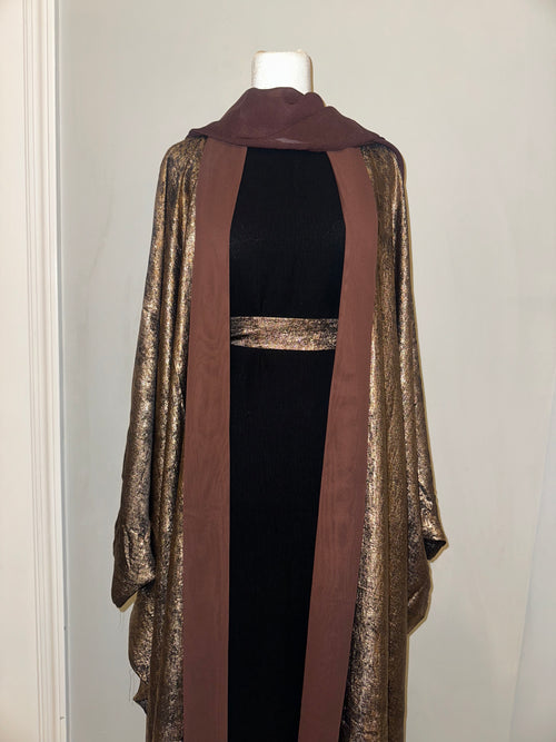 Brown Shimmer Abaya Set