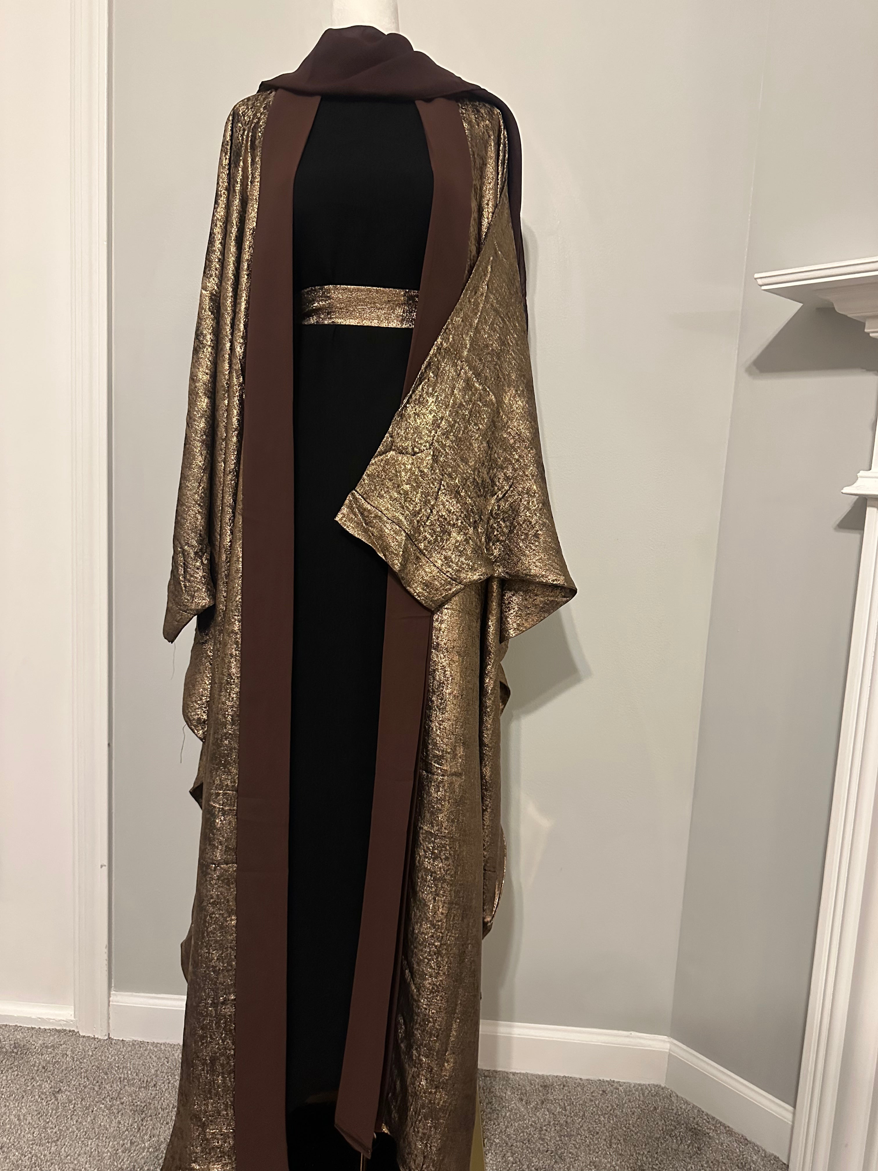 Brown Shimmer Abaya Set