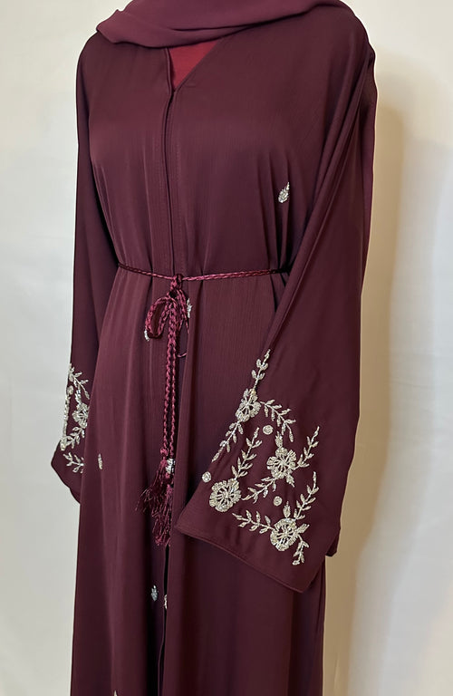 Burgundy Abaya Set