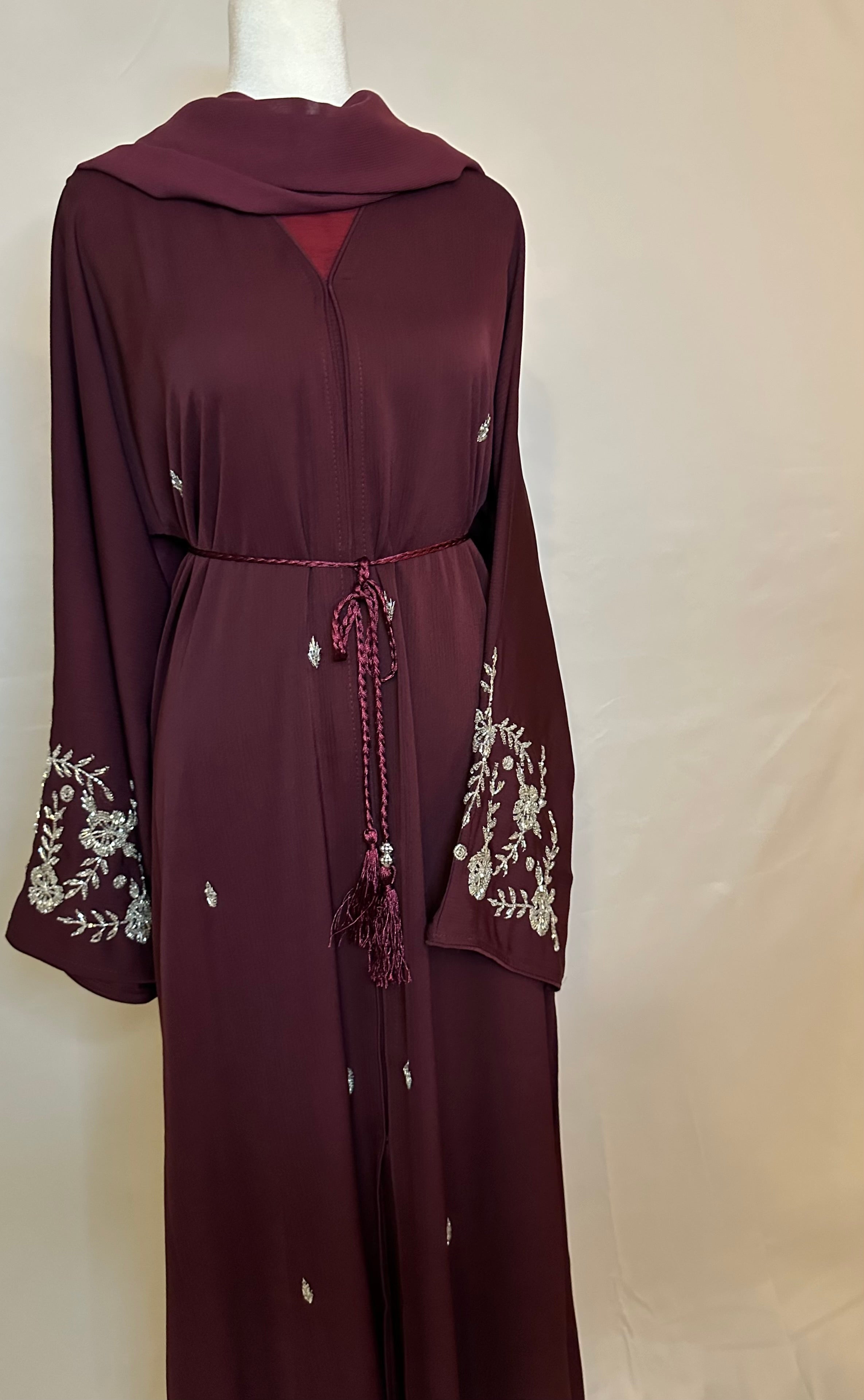 Burgundy Abaya Set