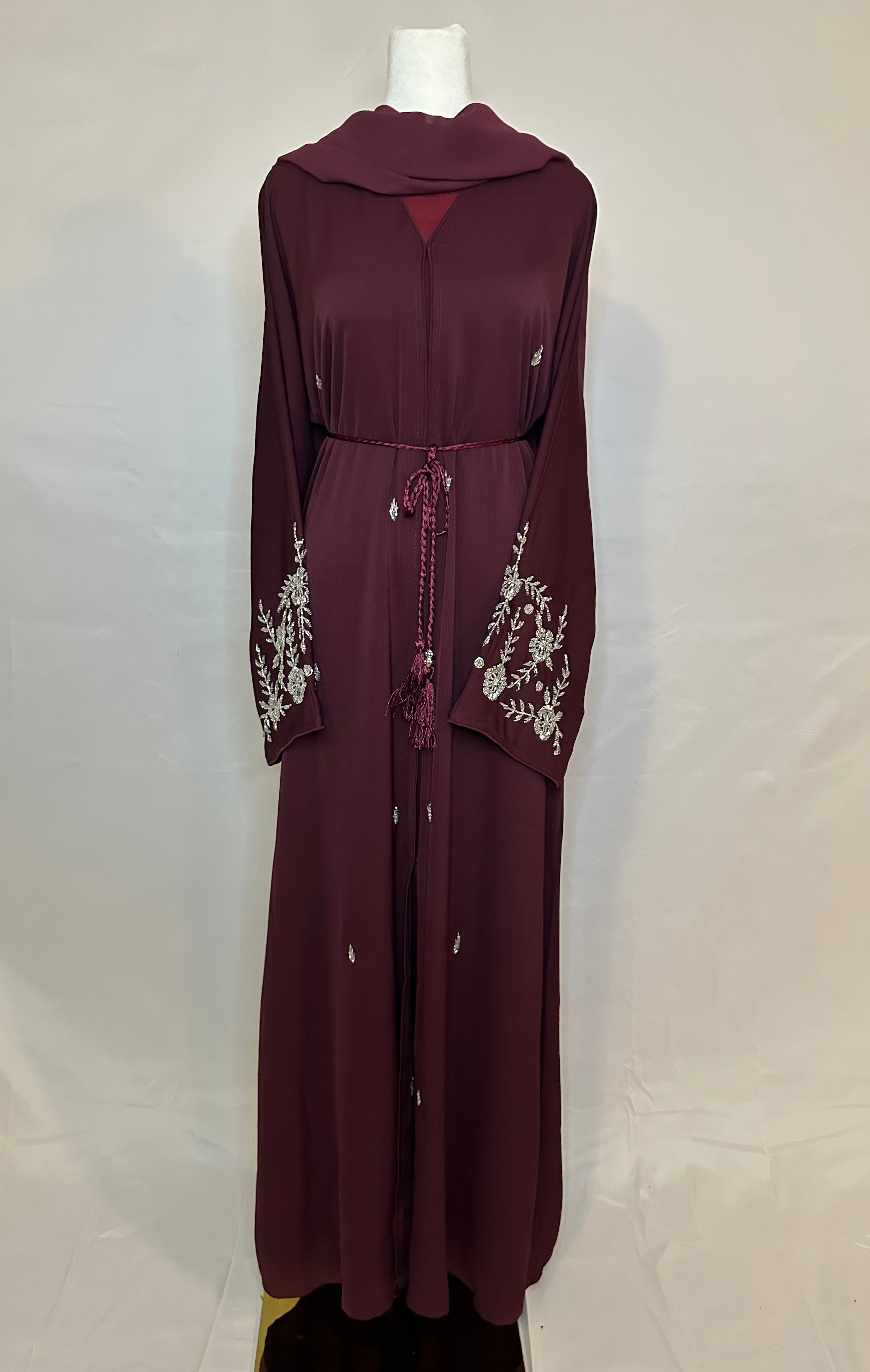 Burgundy Abaya Set