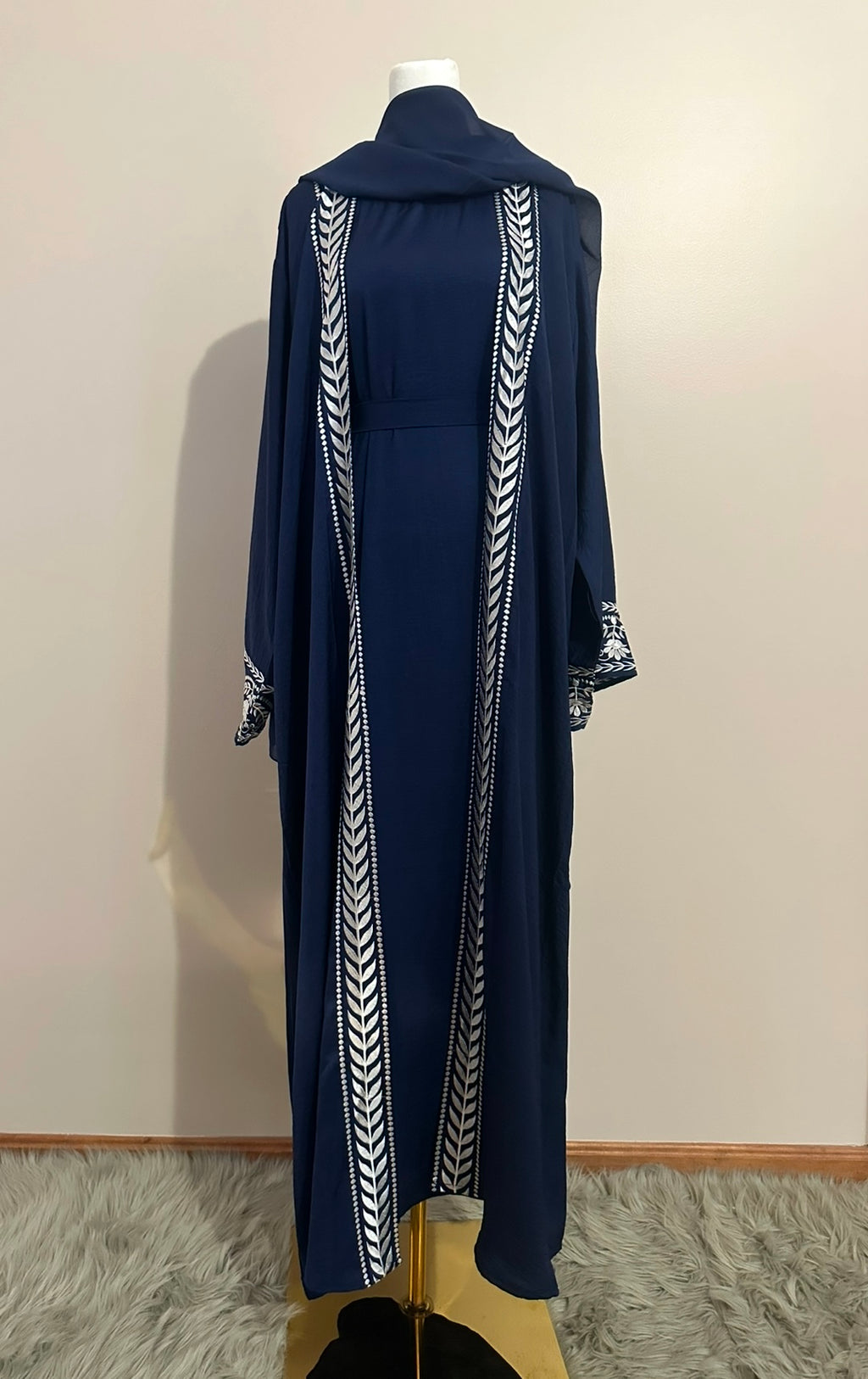Navy Branch Abaya Set