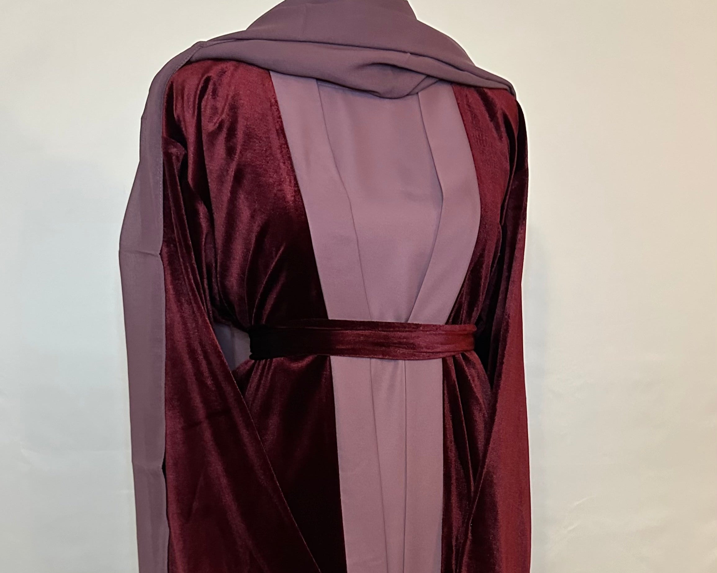 Red Velvet Abaya Set