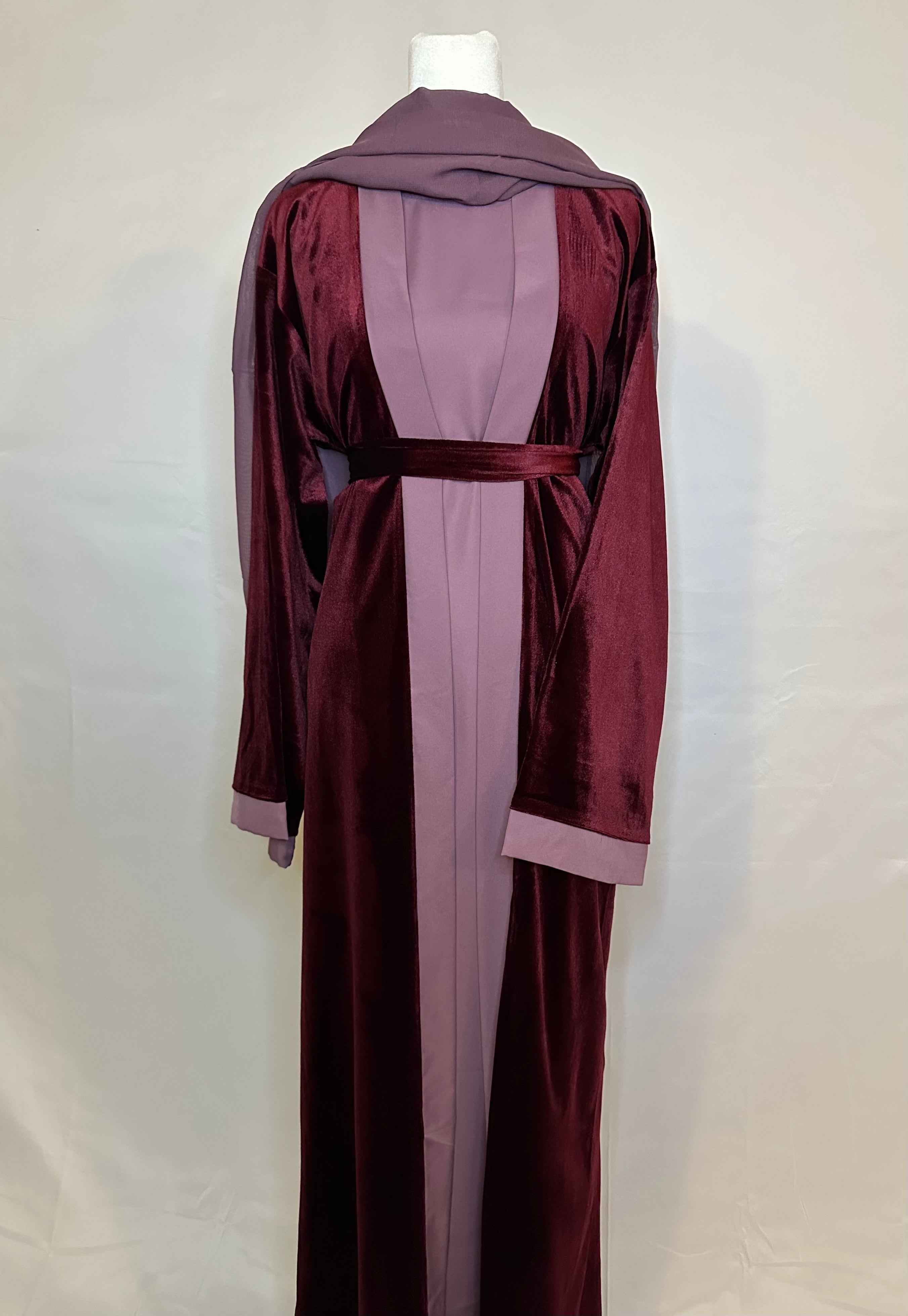 Red Velvet Abaya Set