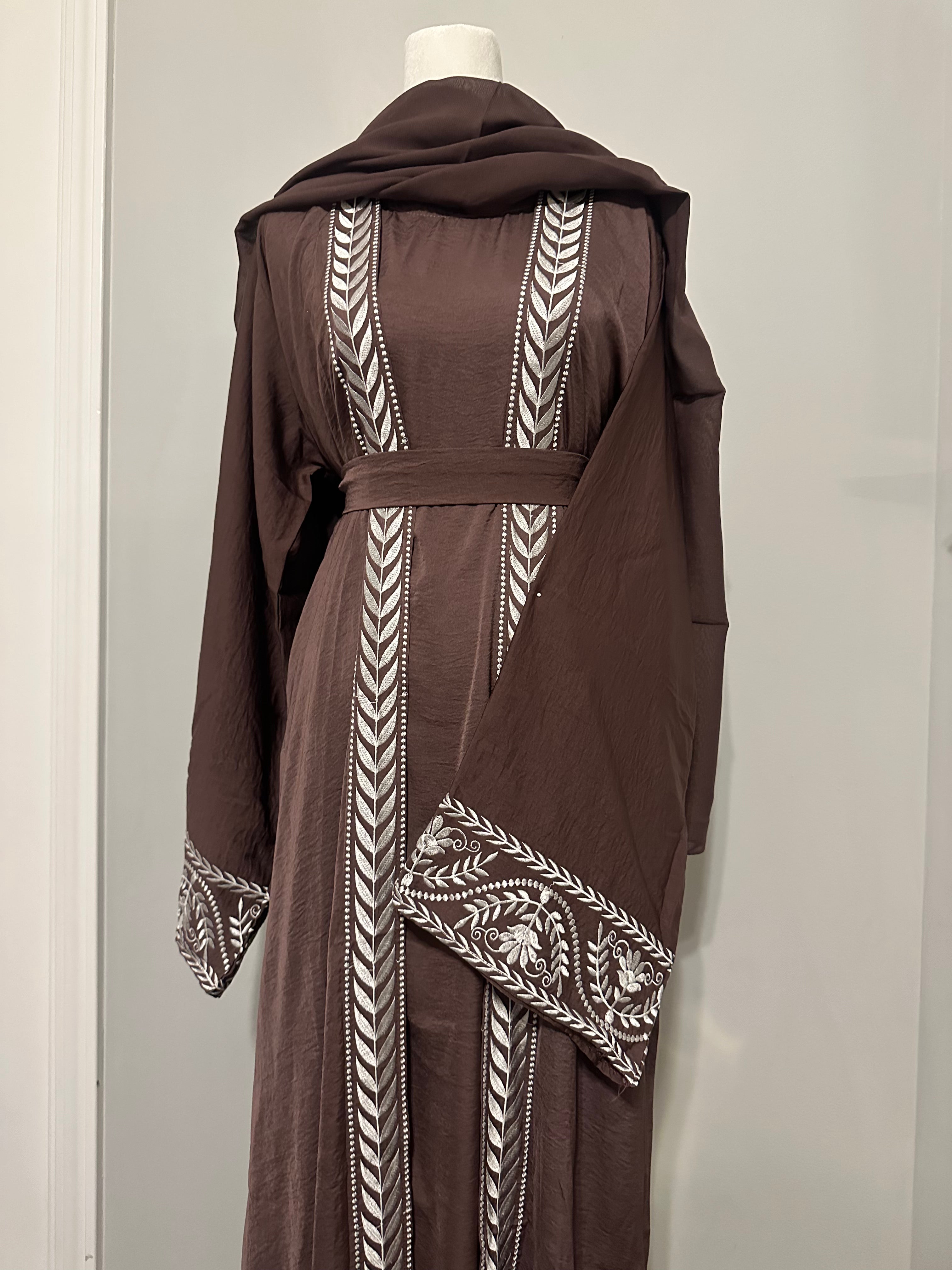 Mauve Branch Abaya Set