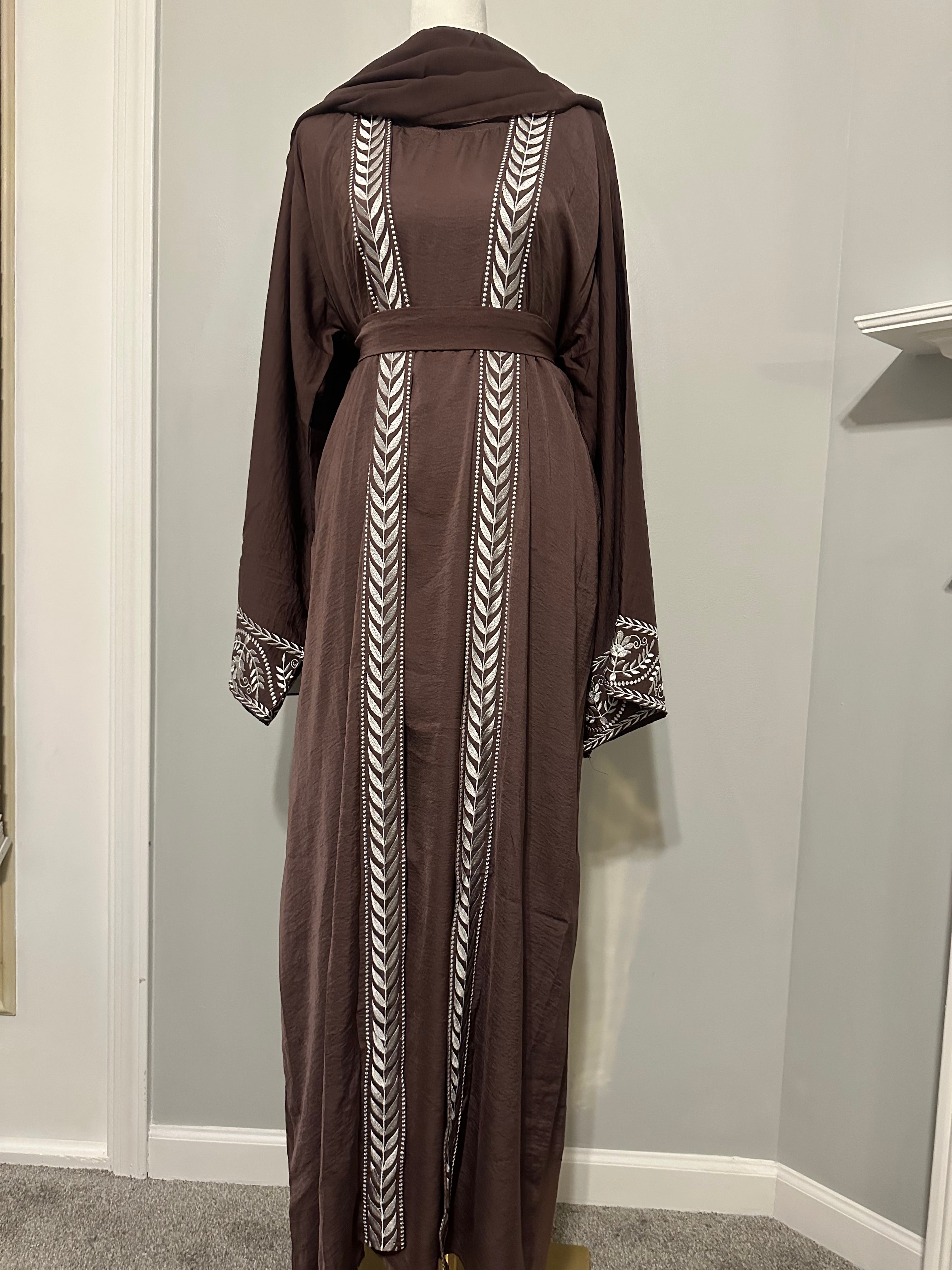 Mauve Branch Abaya Set